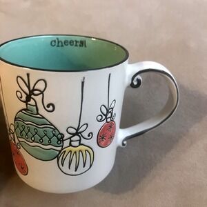 Christmas Mug "Cheers!" With Ornaments20oz. Spectrum Designz 2017 Coffee Tea New